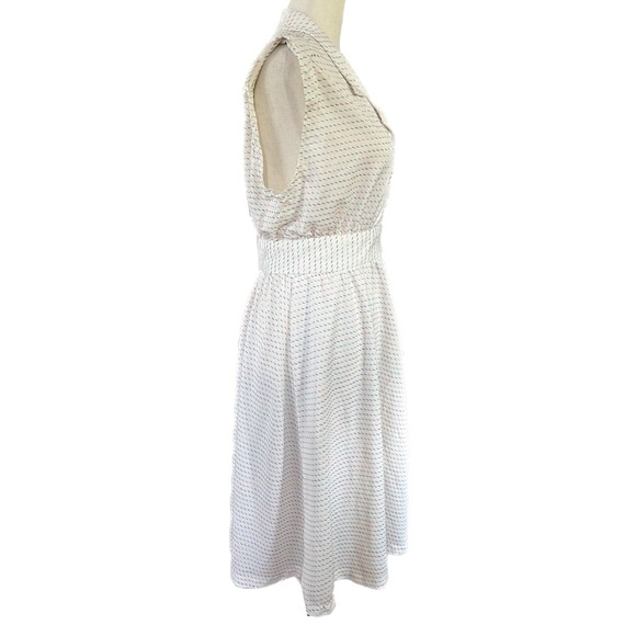 VINTAGE 1970s Cream & Rainbow Striped Sleeveless Day Dress with Pockets Small - Picture 5 of 12